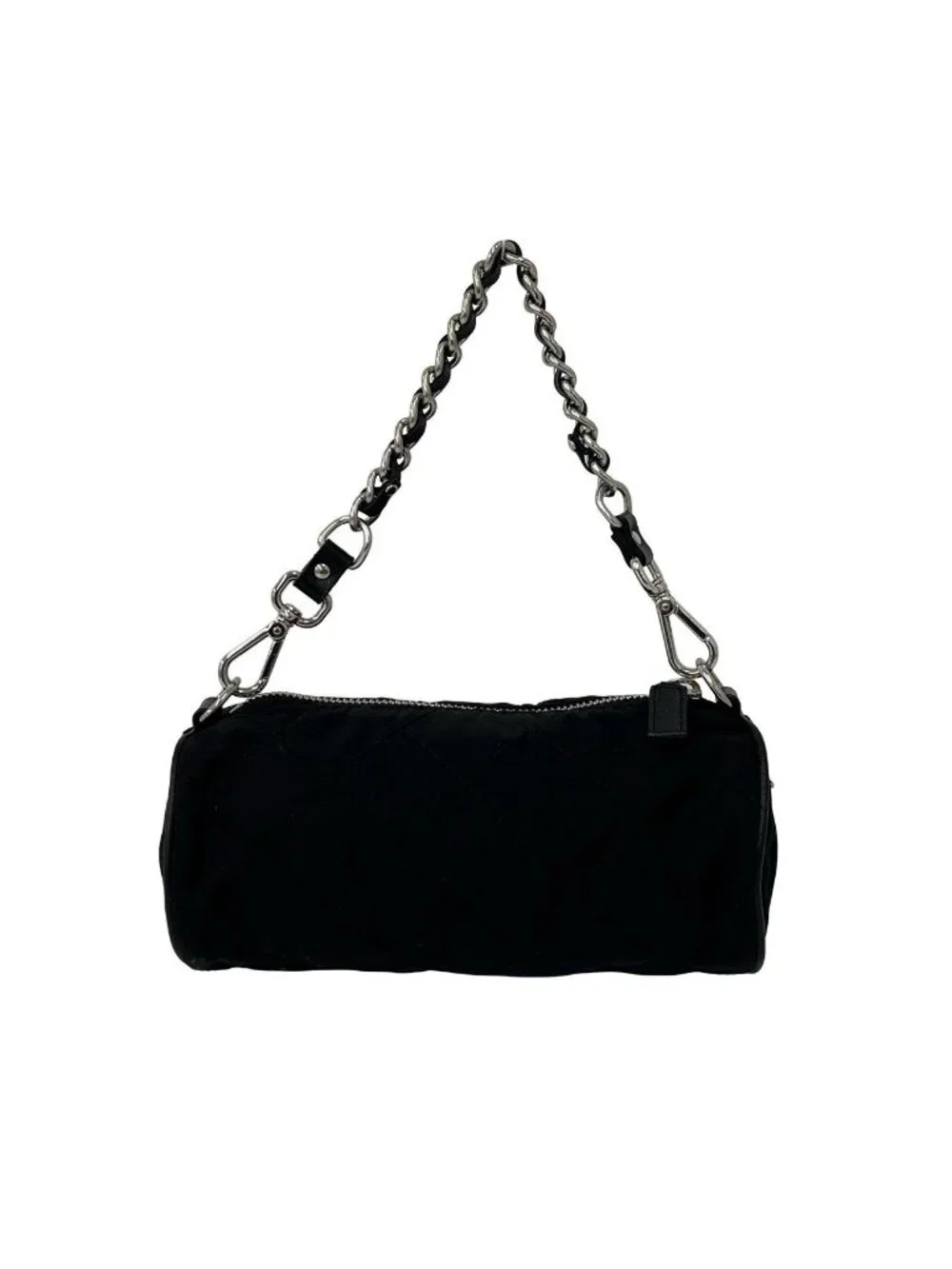 Prada Triangle Logo Quilted Tessuto Nylon Leather Mini Handbag Pouch Black